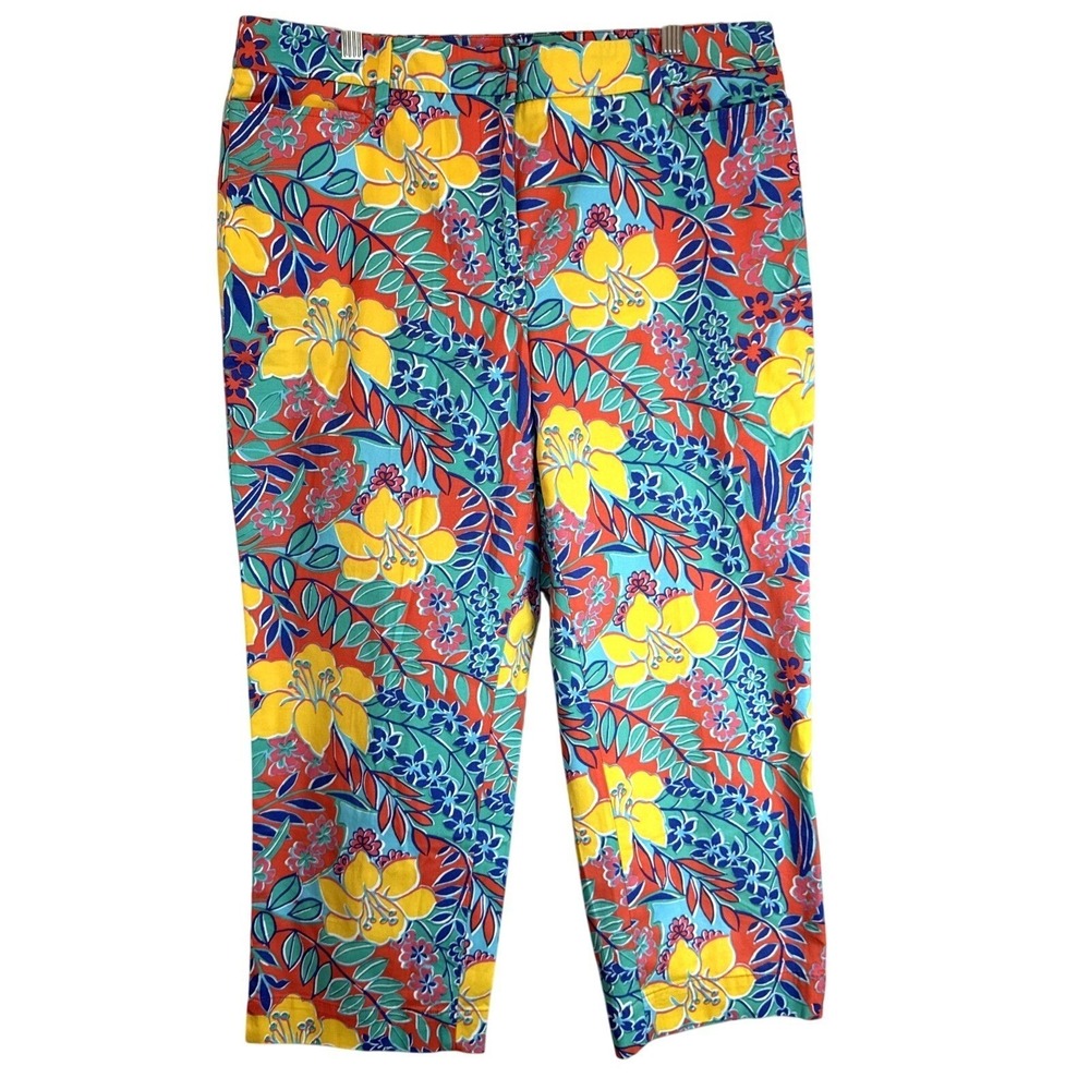 Talbots Perfect Skimmer Cropped Pants Size 10 Edgy Artsy Spring‎ Festival Floral
